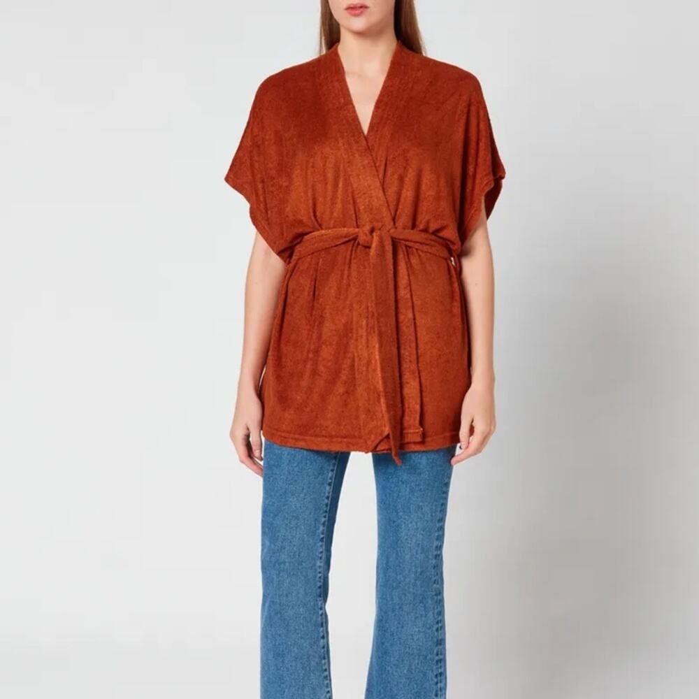 Simon Miller Terry Kimono Wrap Brown Size Large Boho Luxury Retro‎